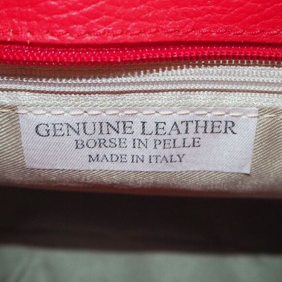 Massimo Castelli Croc Embossed Leather Purse Handbag Red 8.5"x10.5"x4.5" - Picture 8 of 15